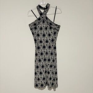 London Times Mod Geometric‎ Halter Dress Black white Size 10
